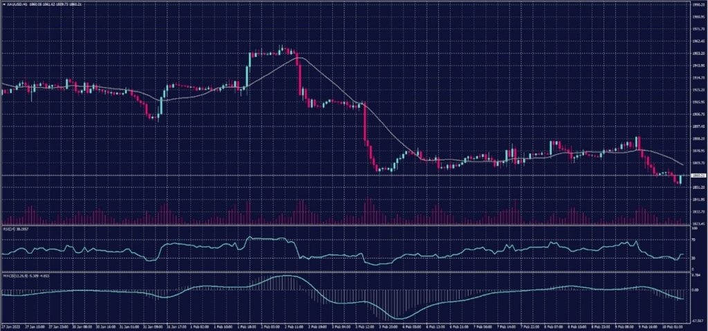 Spot Gold chart on 10 February 2023