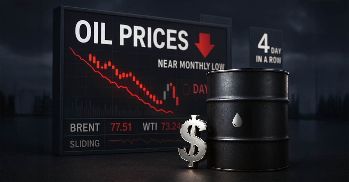 Oil Prices Drop for The Fourth Day in a Row as It Nears Monthly Lows