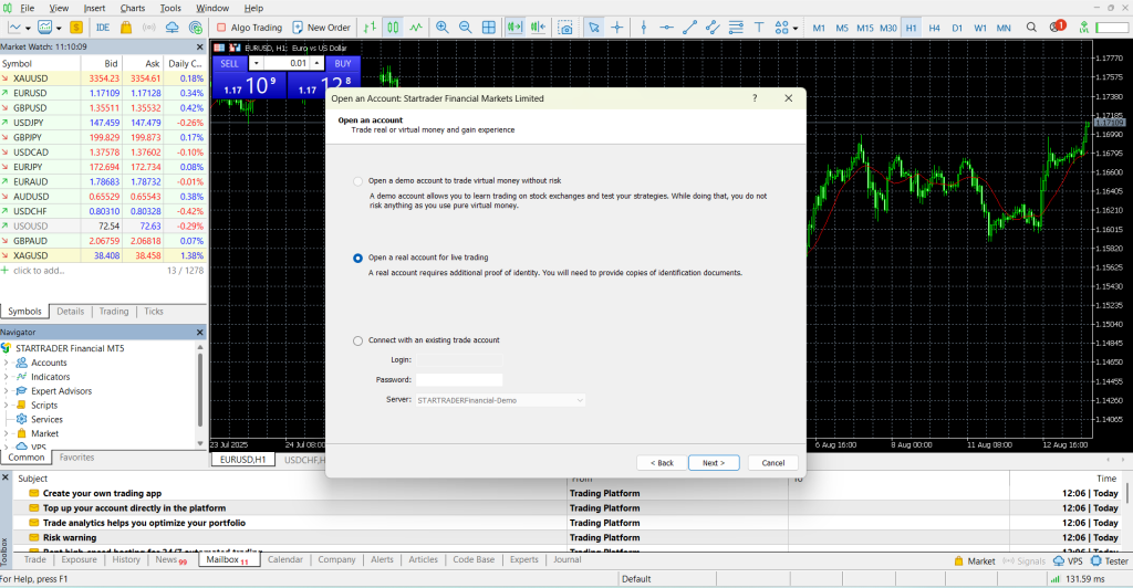 Demo account in mt5