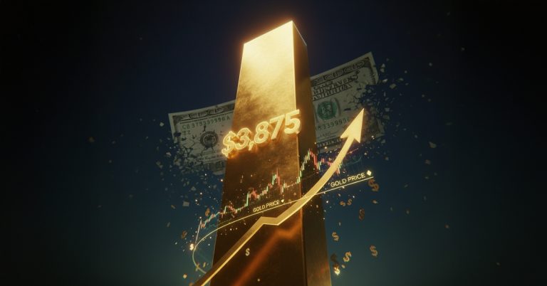 Gold Hits New Record $3,875 as Dollar Weakens