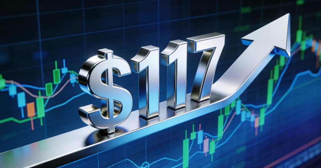 Silver corrects after surging to a new record above $117 an ounce