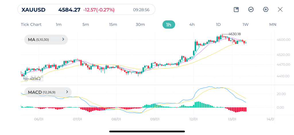 Gold 1H Chart 13-1-2026