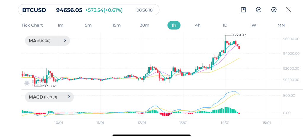 Bitcoin 1H Chart 14-1-2026