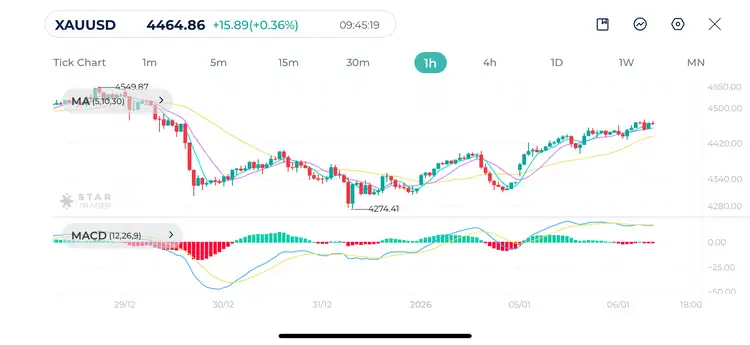 Gold 1H Chart 6-1-2026