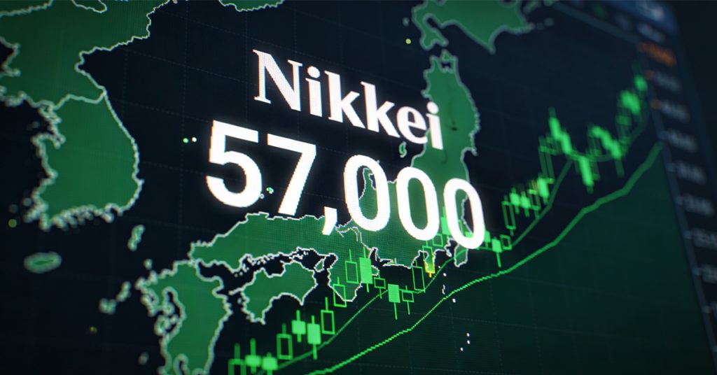 Asian Stocks Rise As Nikkei Hits 57,000 For The First Time