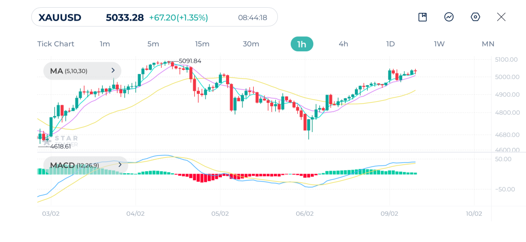 Gold 1H Chart 09-02-2026