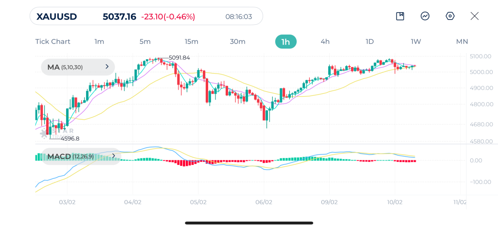 Gold 1H Chart 10-02-2026