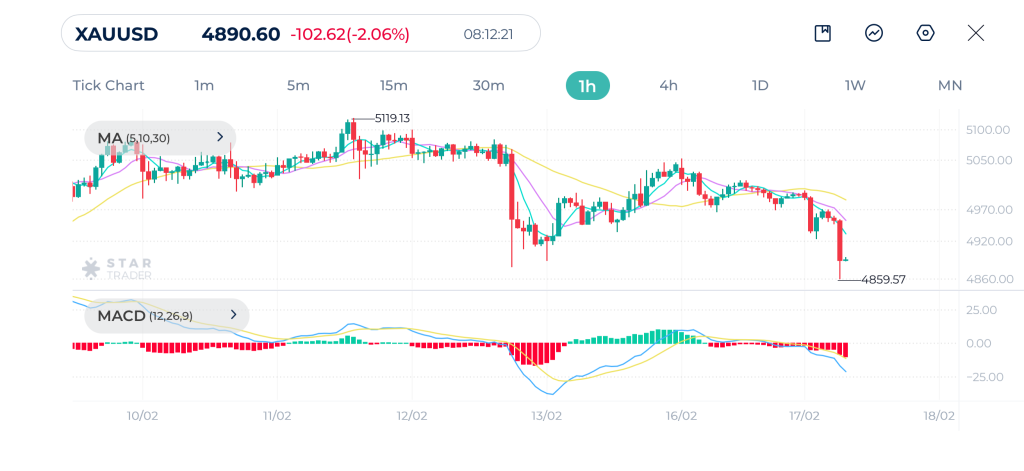 Gold 1H Chart 17-02-2026