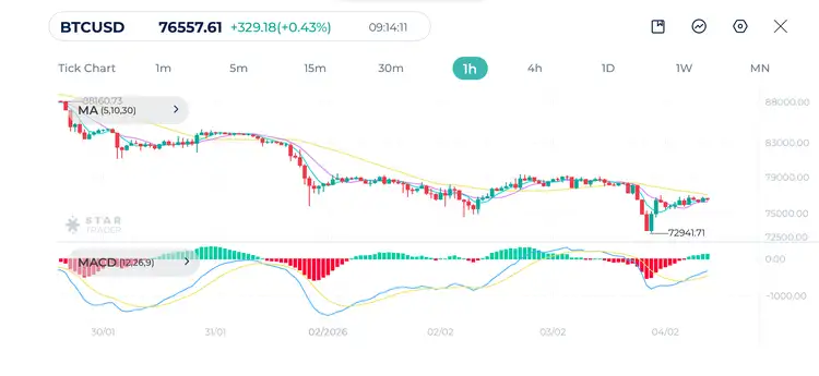 Bitcoin 1H Chart 04-02-2026