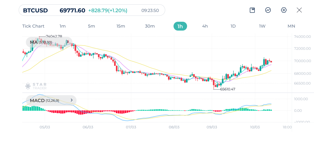 Bitcoin 1H Chart 10-03-2026