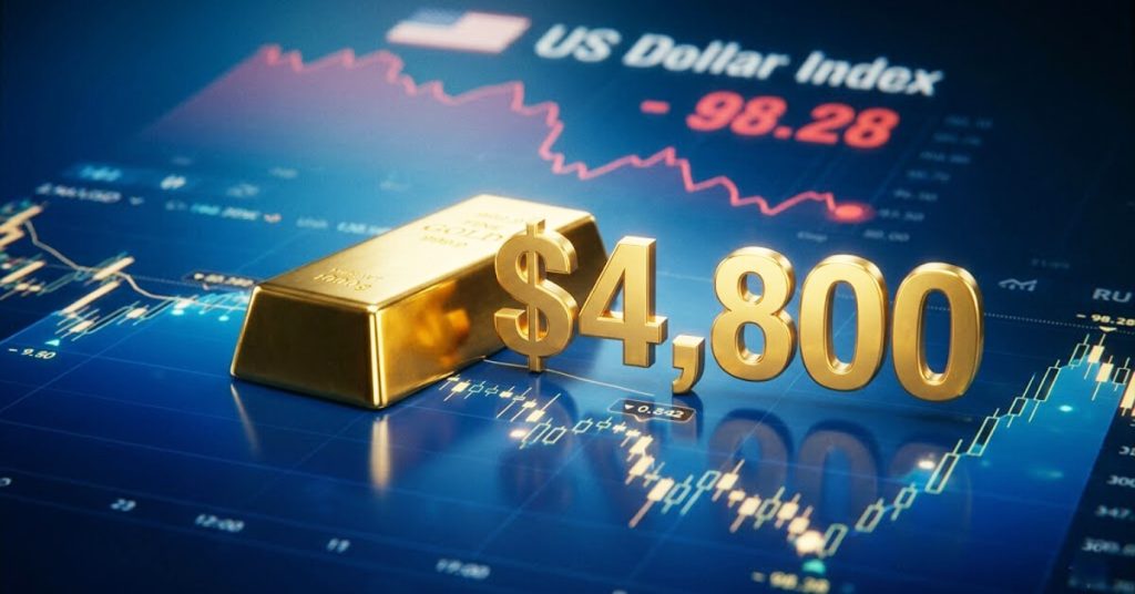 Today Technical Analysis: Gold settles near $4,800 as the US Dollar Index falls to 98 levels