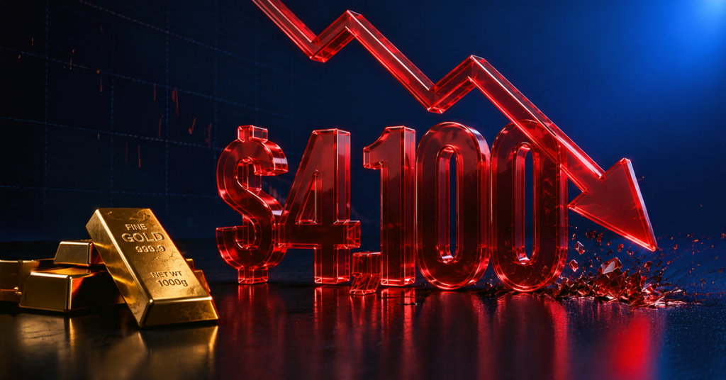 Today Technical Analysis: Gold falls more than 1% since the market open after falling to break $4,100